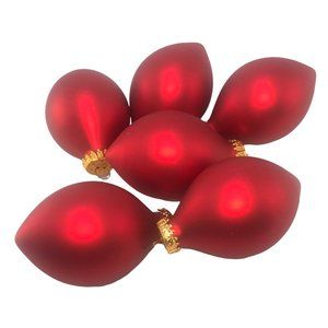 6 Large Red G&D Satin Glass Christmas Ornaments  4 In